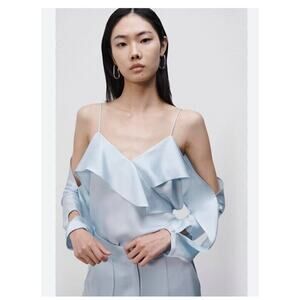 Jonathan Simkhai Light Blue Ruffle Blouse